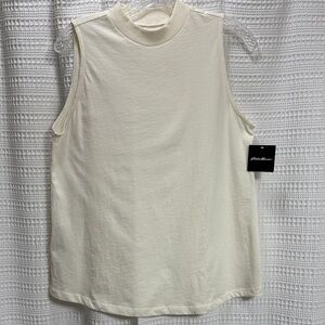 Eddie Bauer NEW Everyday Essentials Women's Ivory/Cream mock neck tee top SZ M